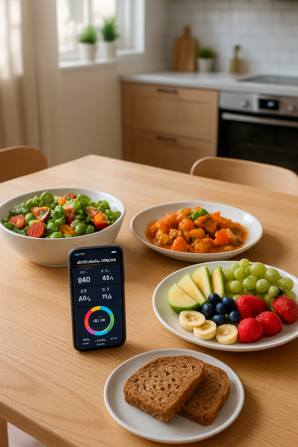 A demonstration of the SnapEat AI food logging app analyzing a plate of food to provide nutrition information.