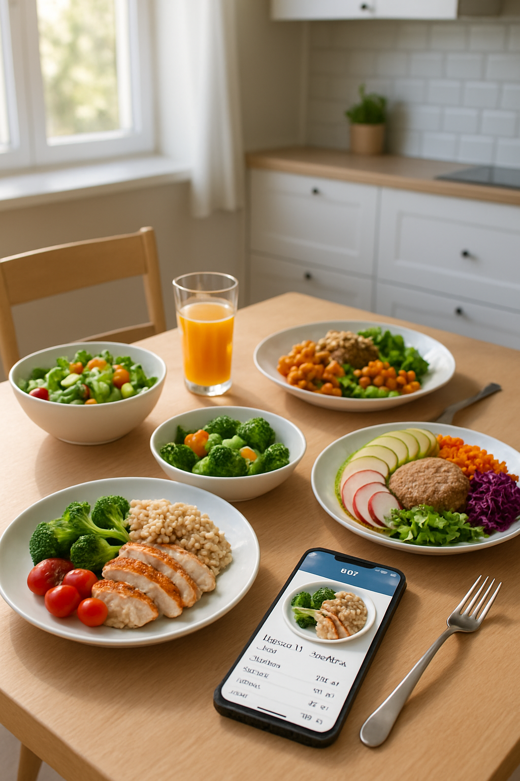 A smartphone displaying the SnapEat AI app analyzing a healthy meal with salmon, quinoa, and vegetables, demonstrating smart food tracking.
