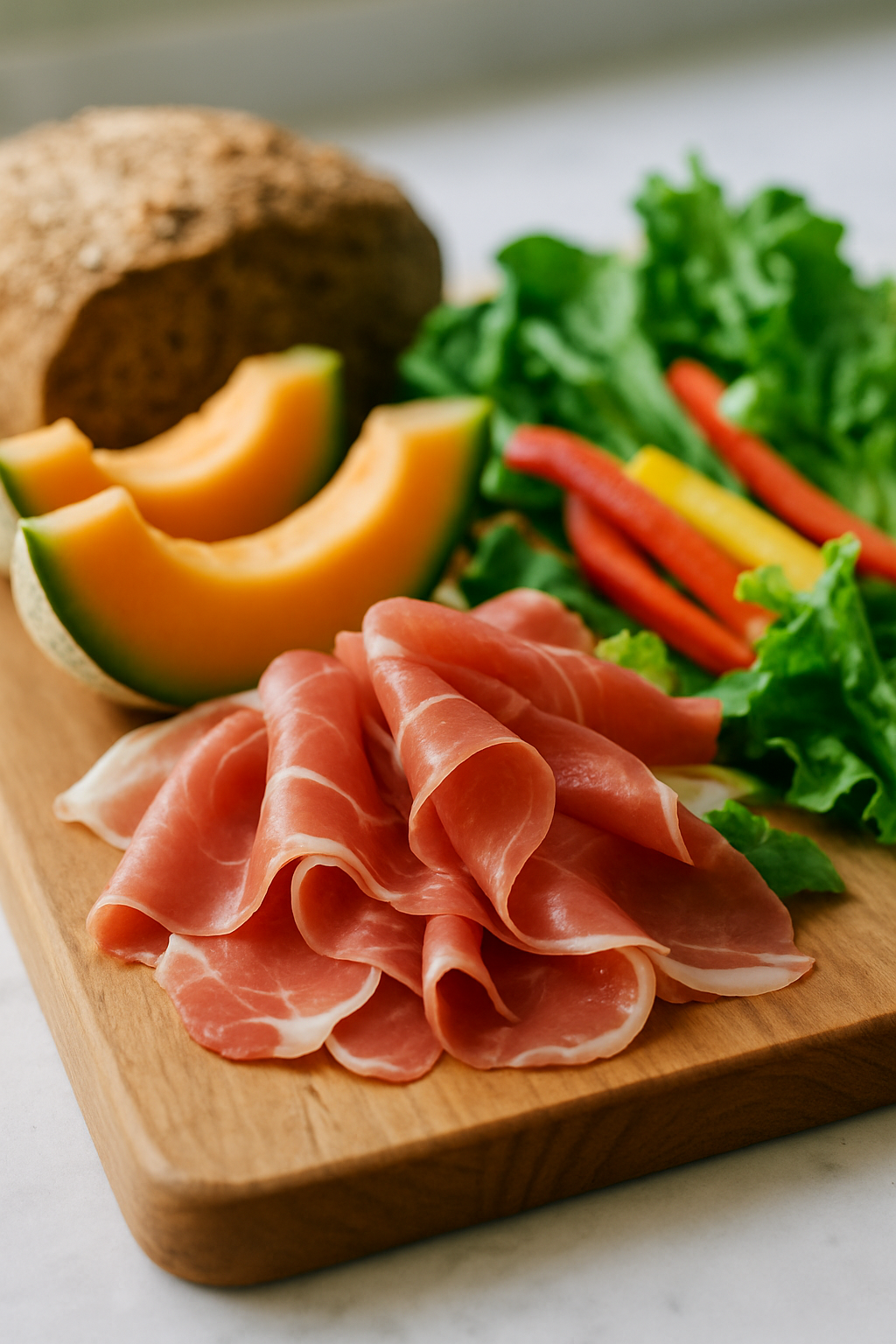 A smartphone displaying the SnapEat AI app interface with a healthy meal in the background.