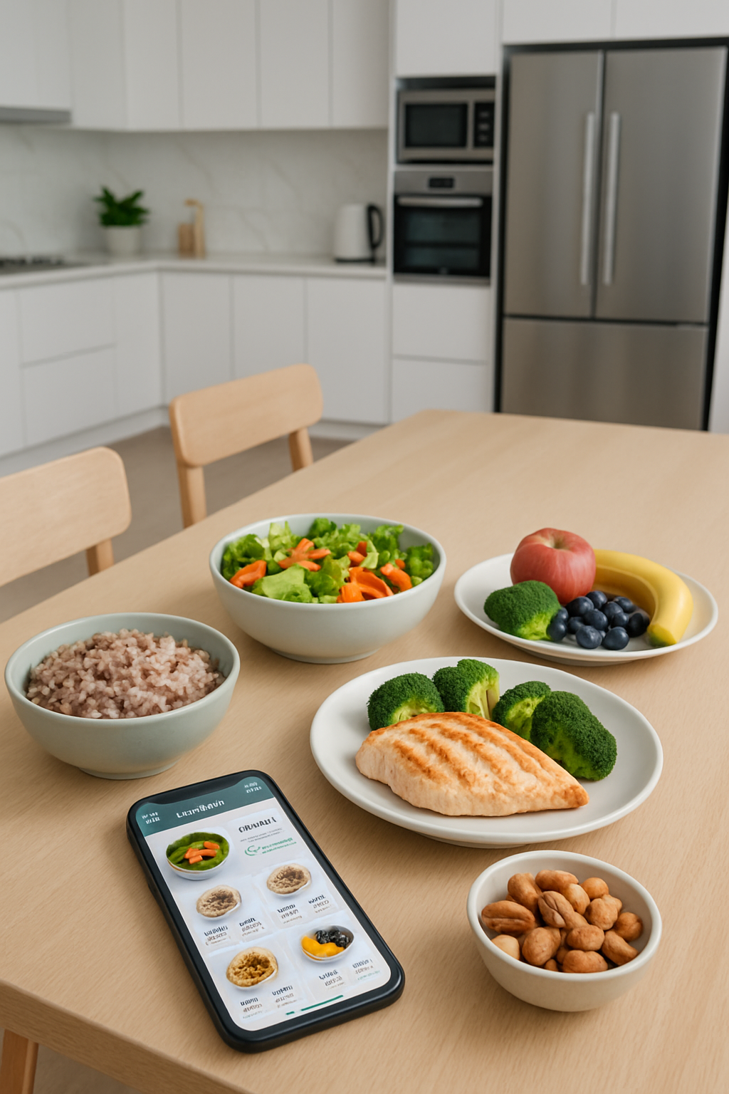 A smartphone screen displaying the SnapEat AI calorie tracker app after analyzing a photo of a healthy meal.