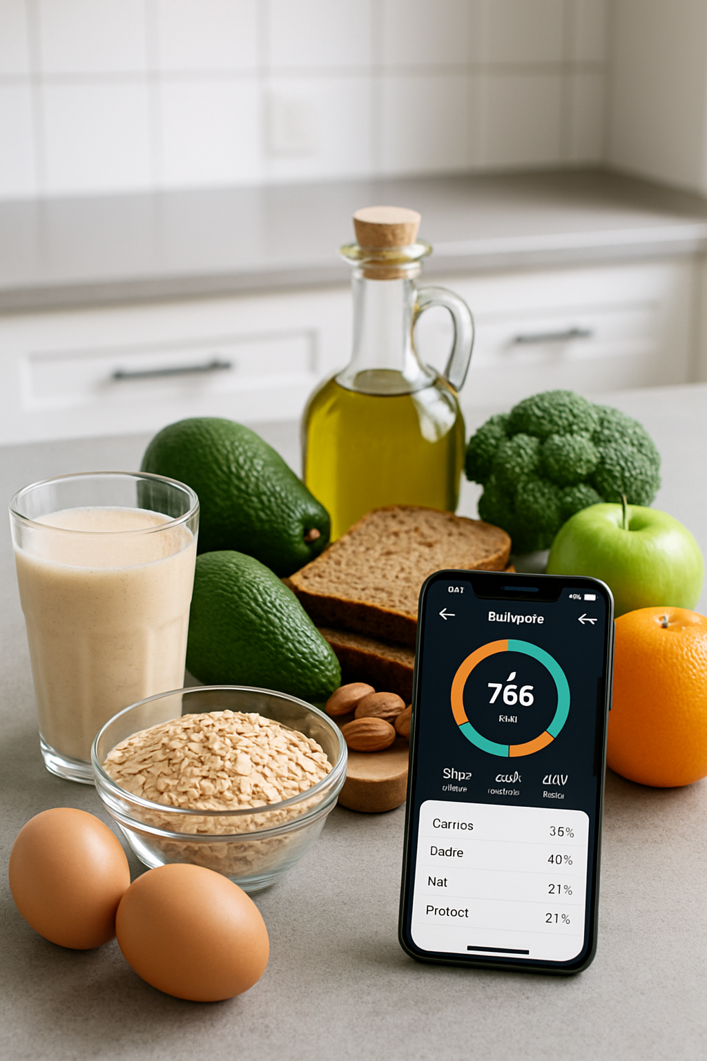 An athlete using the SnapEat AI nutrition tracking app on their phone to analyze a healthy meal.