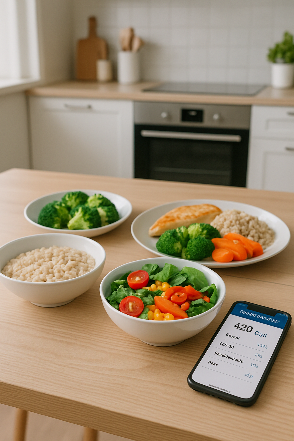 A smartphone displaying the SnapEat AI meal tracking app, analyzing a picture of a healthy salmon and vegetable meal.