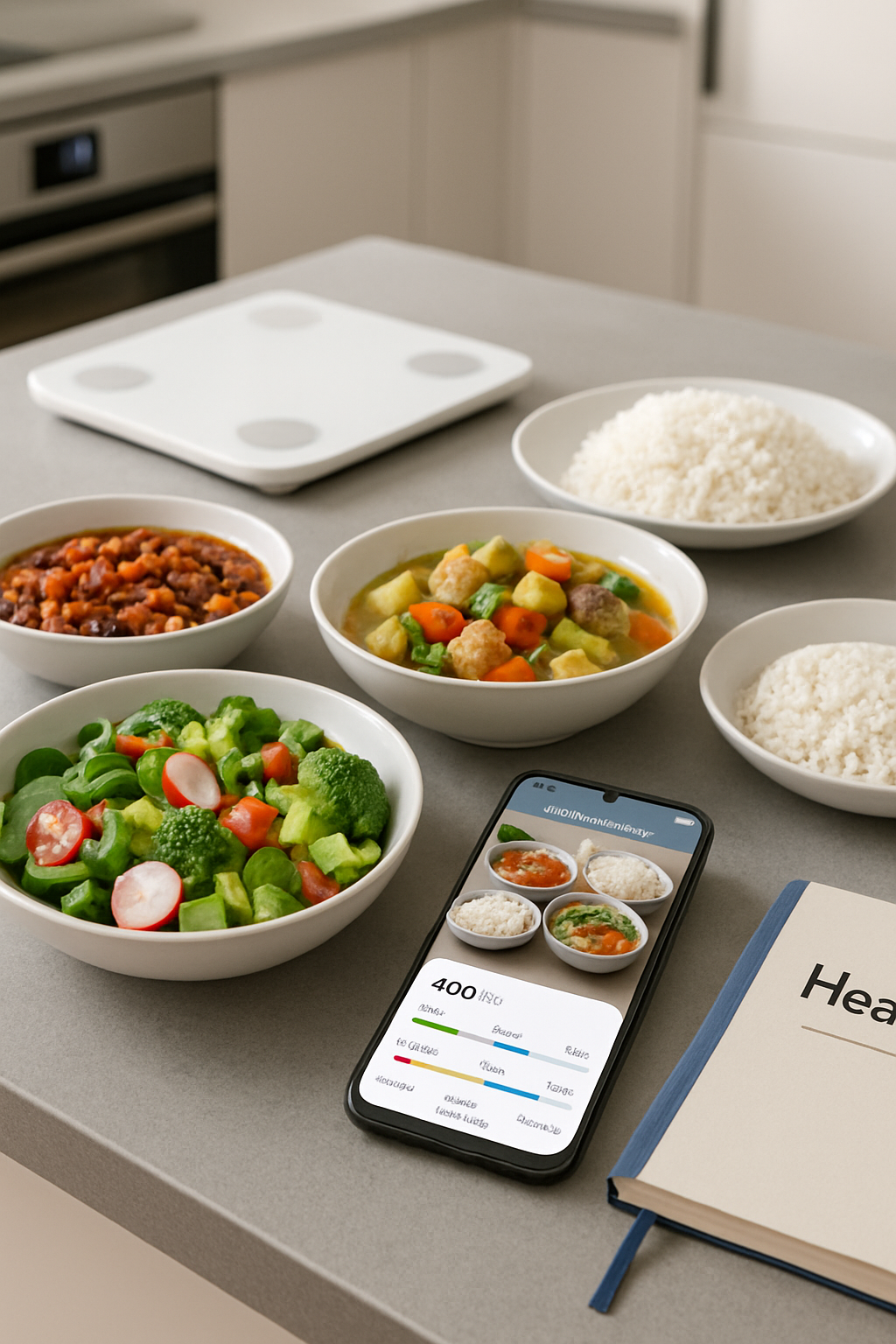 A person using the Calorify AI food recognition app on their phone to track the calories and macros of a healthy meal.