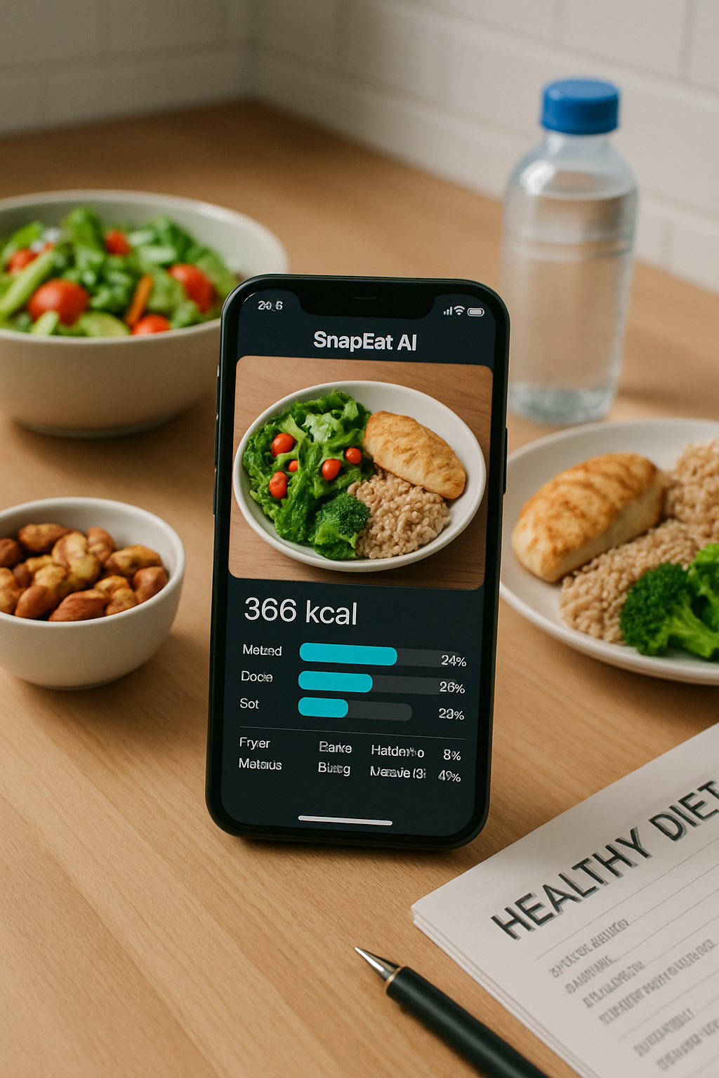 A person using the SnapEat AI app on their phone to track a meal, illustrating the smart calorie counter feature for their #atla journey.