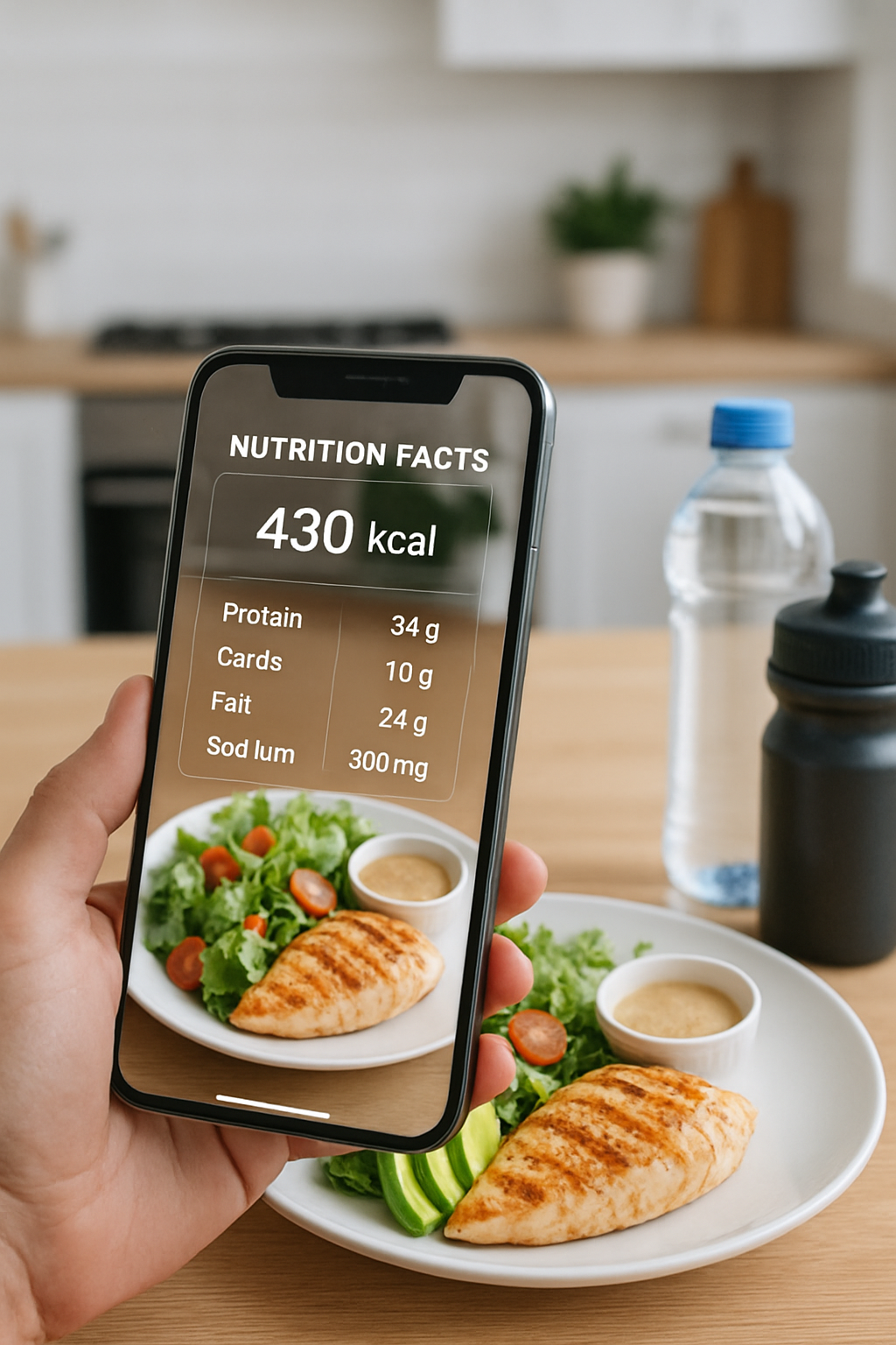 Coach reviewing his meal analysis on the SnapEat AI nutrition coach app.