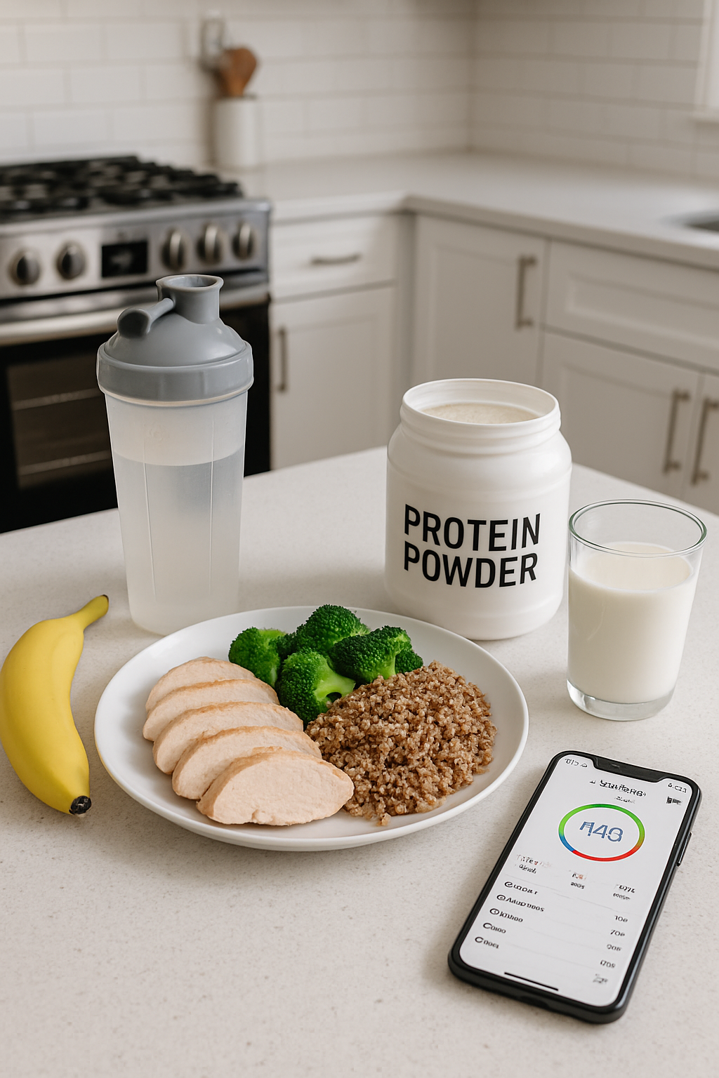 A smartphone displaying the SnapEat AI nutrition coach app, which has analyzed a photo of a healthy meal of salmon and vegetables.