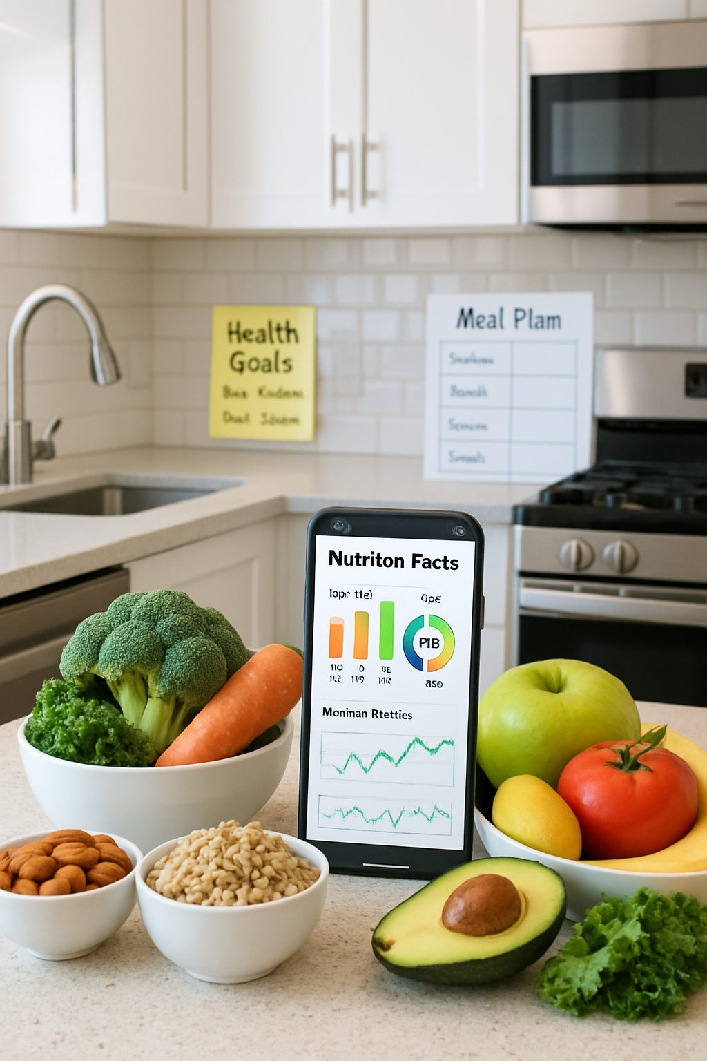 A woman smiling as she uses the SnapEat AI nutrition app on her phone to take a photo of her healthy meal, illustrating the concept of a food tracker AI.