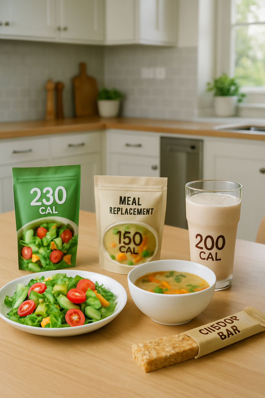 A smartphone displaying the SnapEat AI app interface with healthy food in the background.