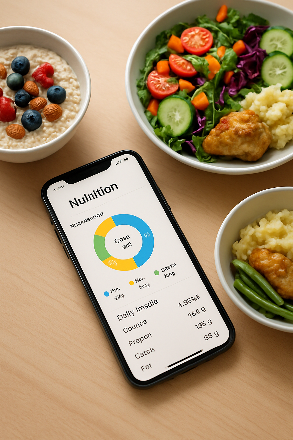 A smartphone screen showing the SnapEat AI app interface analyzing a photo of a healthy meal of salmon and vegetables.