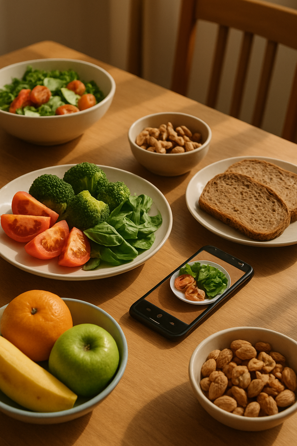 A peaceful meal setting representing Catholic wellness and the practice of mindful eating.