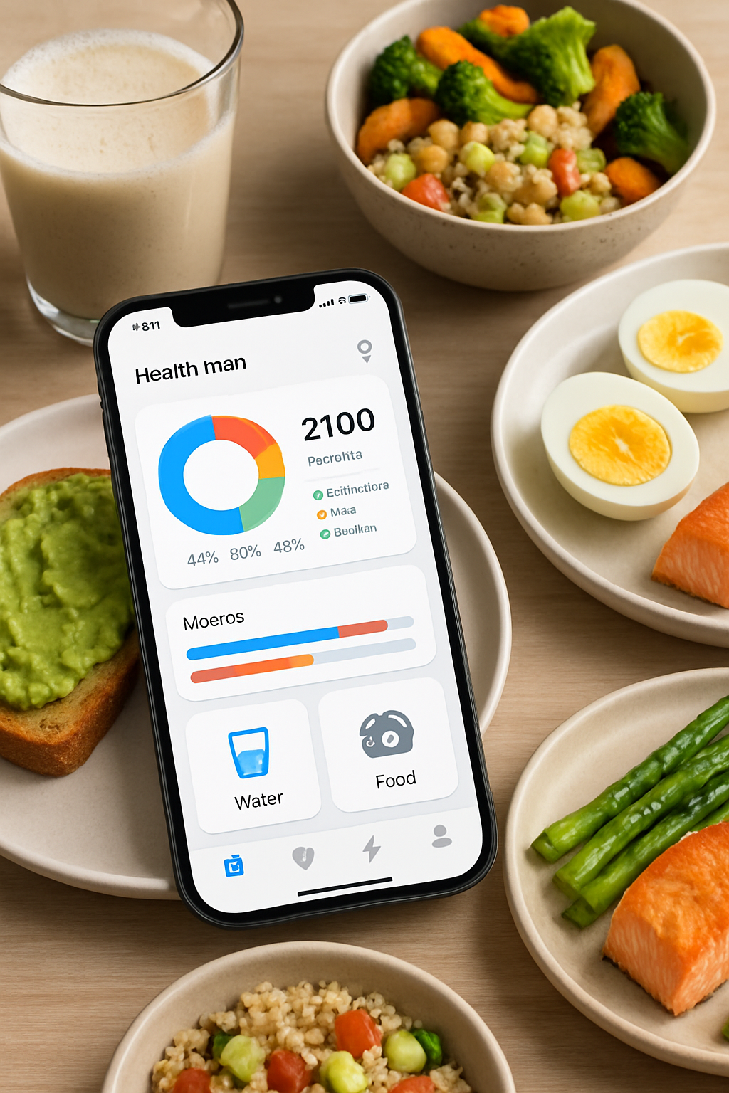 A smartphone displaying the SnapEat AI calorie counter app after analyzing a healthy meal of avocado toast.
