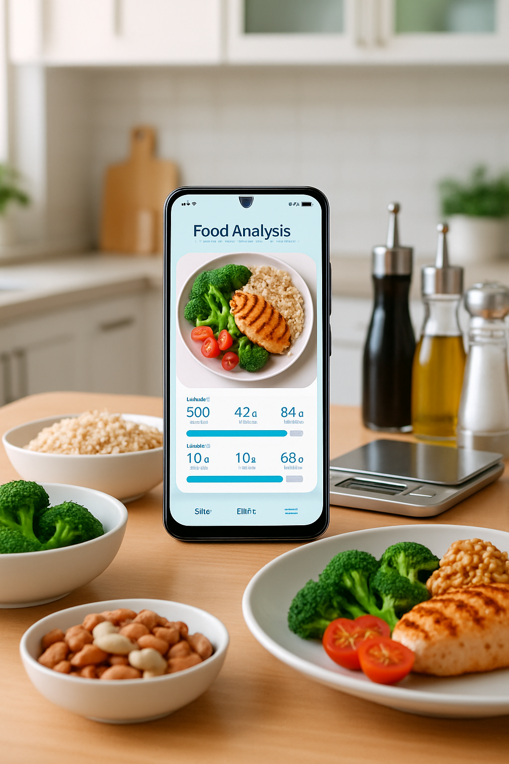UFC fighter Cub Swanson using the SnapEat AI nutrition coach app on his phone to track a healthy meal.