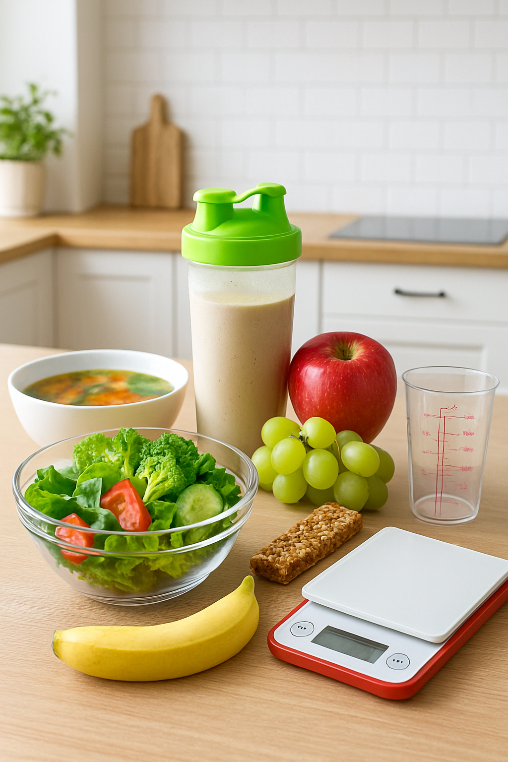 A person using the SnapEat AI app on their phone to track the calories of a healthy meal.