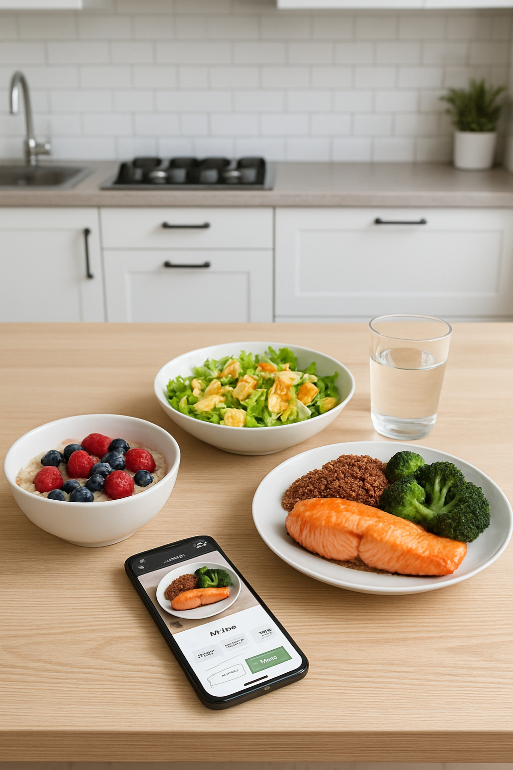 A football and an apple on a plate, symbolizing the concept of using a game plan to tackle nutrition goals with the SnapEat AI coach.