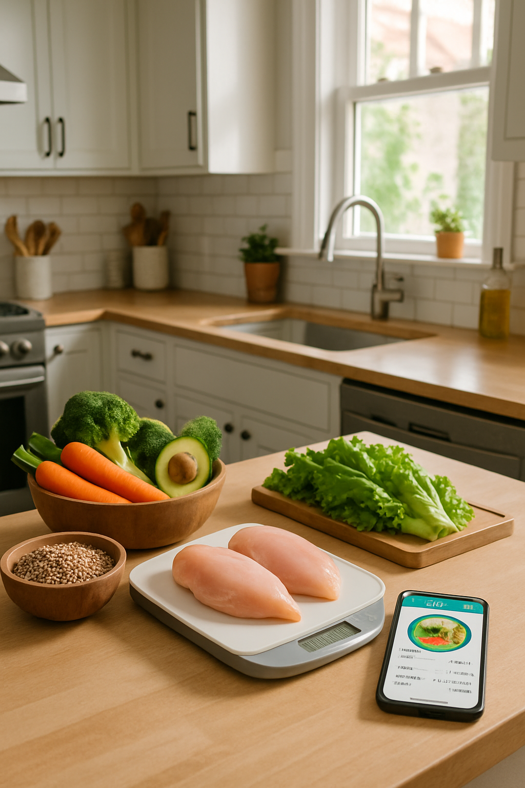 Couple using the SnapEat AI nutrition app on their phones to plan a meal for their his and hers fitness goals.