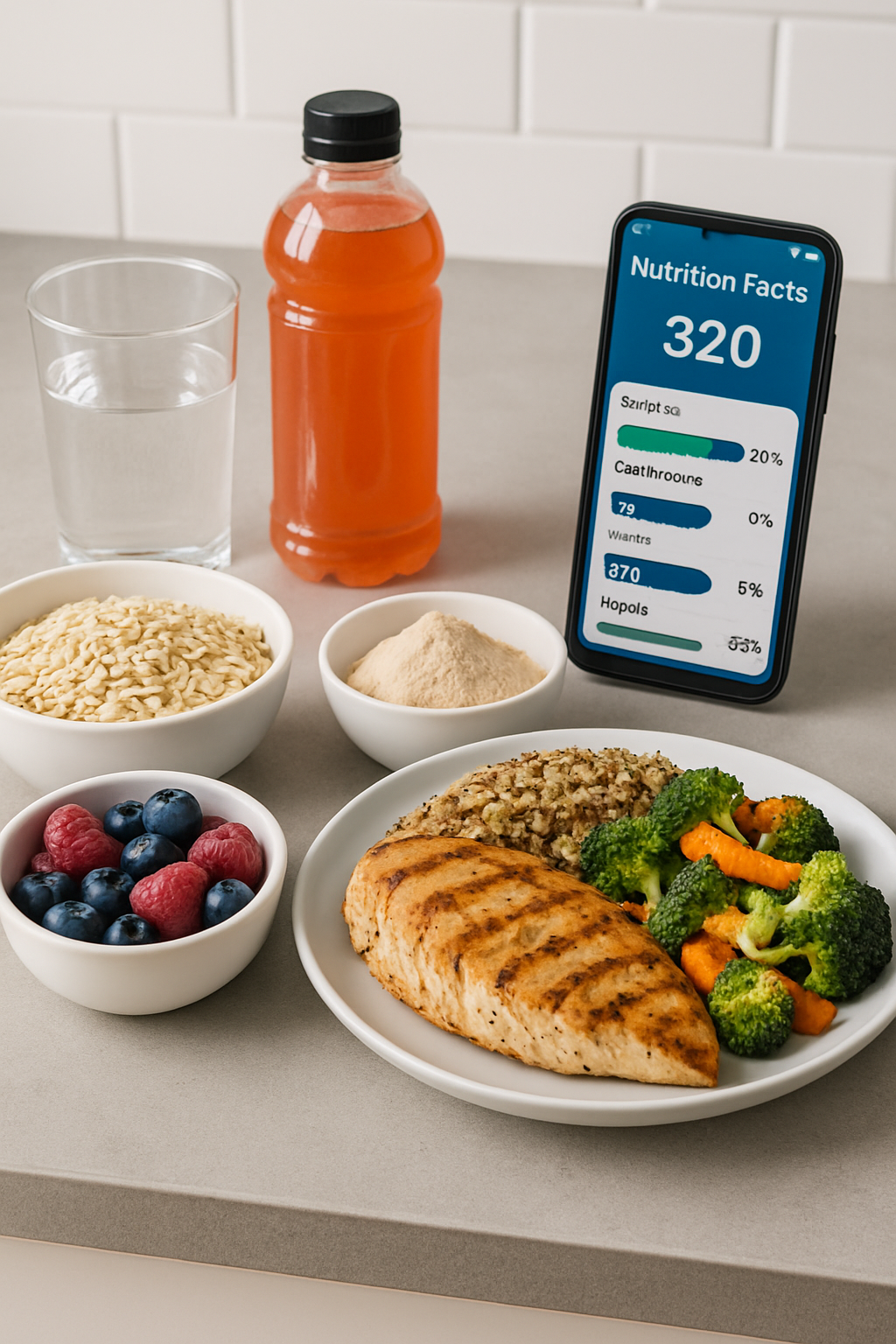Athlete using the SnapEat AI nutrition coach app on a smartphone to track a healthy meal for peak performance.