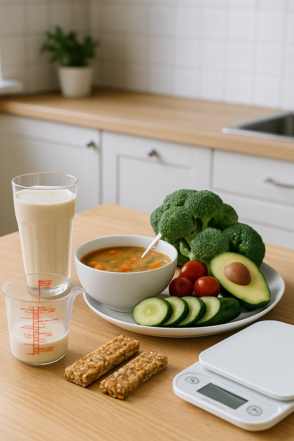 A person using the SnapEat AI app on their phone to track a healthy meal of salad and fruits.