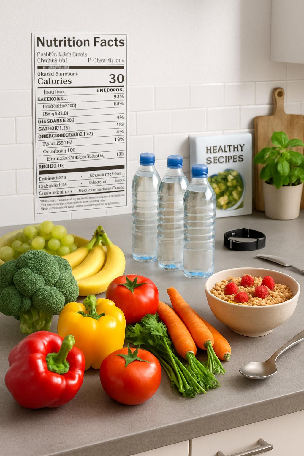 A person using the SnapEat AI app on their phone to track a healthy meal of salad and fruit.