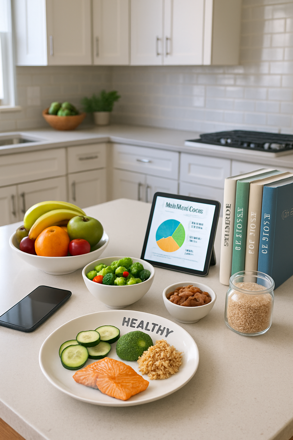 Smartphone displaying Nutri Coach AI’s food recognition analyzing a salad