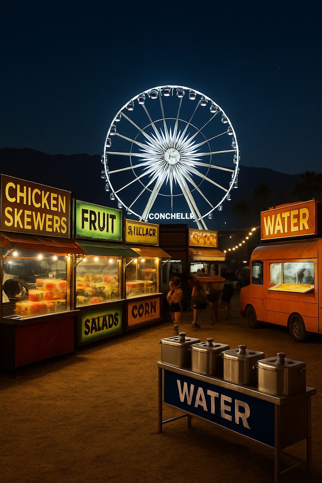 A person at Coachella using the SnapEat AI food tracker app on their phone to log a healthy meal.