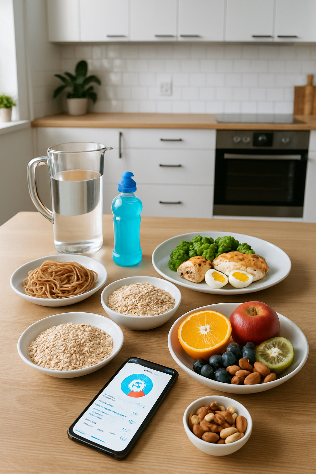 Smartphone displaying the SnapEat AI meal tracking app with a photo of a healthy meal ready to be analyzed for sports nutrition