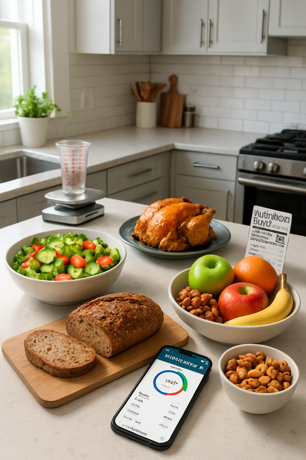 Smartphone screen displaying the SnapEat AI meal tracker app automatically analyzing a photo of a healthy salad.