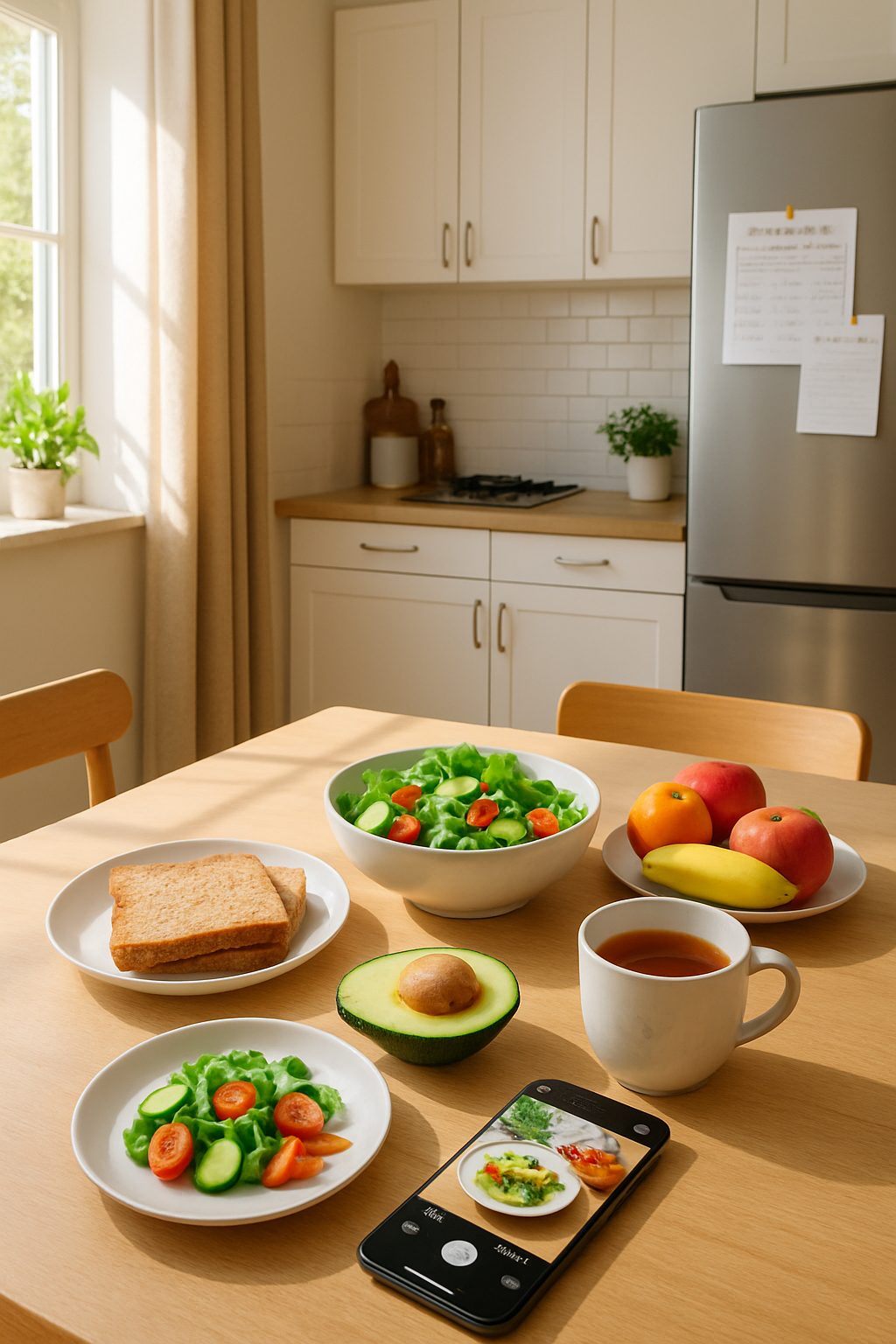 A person using the SnapEat AI smart food tracker app to plan their Wellness Sunday meals on a smartphone.