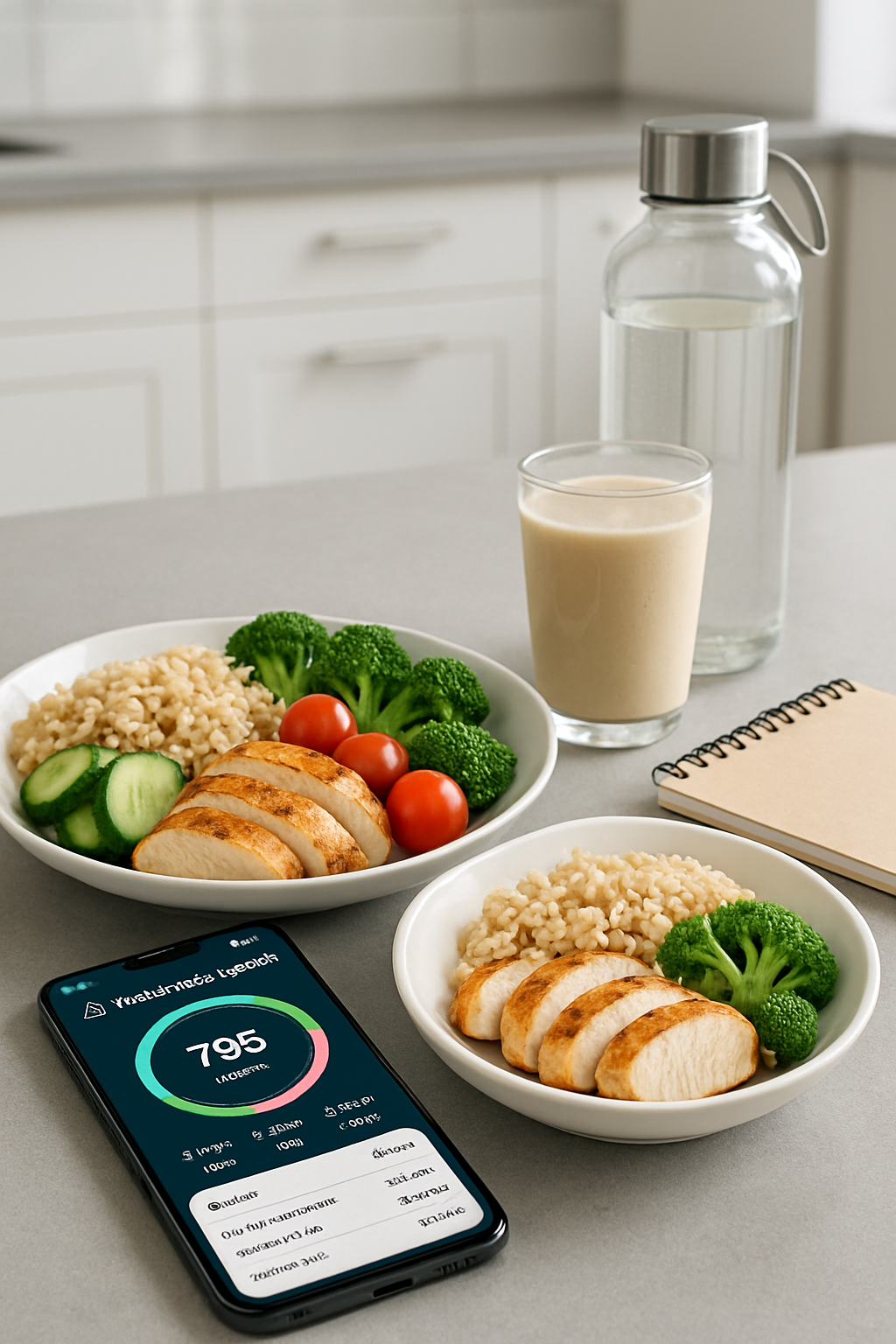 Athlete using the SnapEat AI smart calorie counter app on a phone to track a meal for optimal athletic performance.