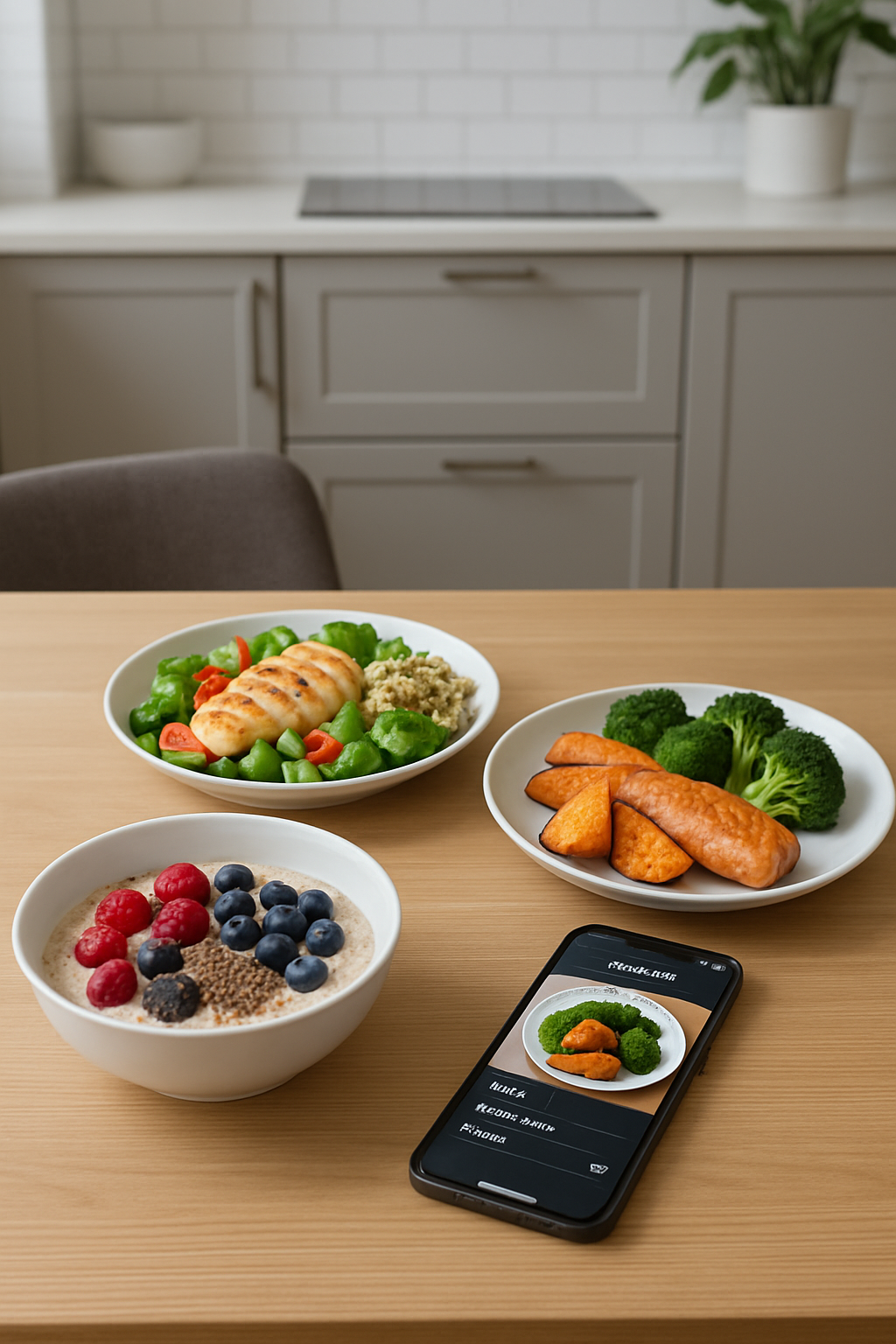 Athlete planning meals using the SnapEat AI nutrition tracker app on a smartphone.