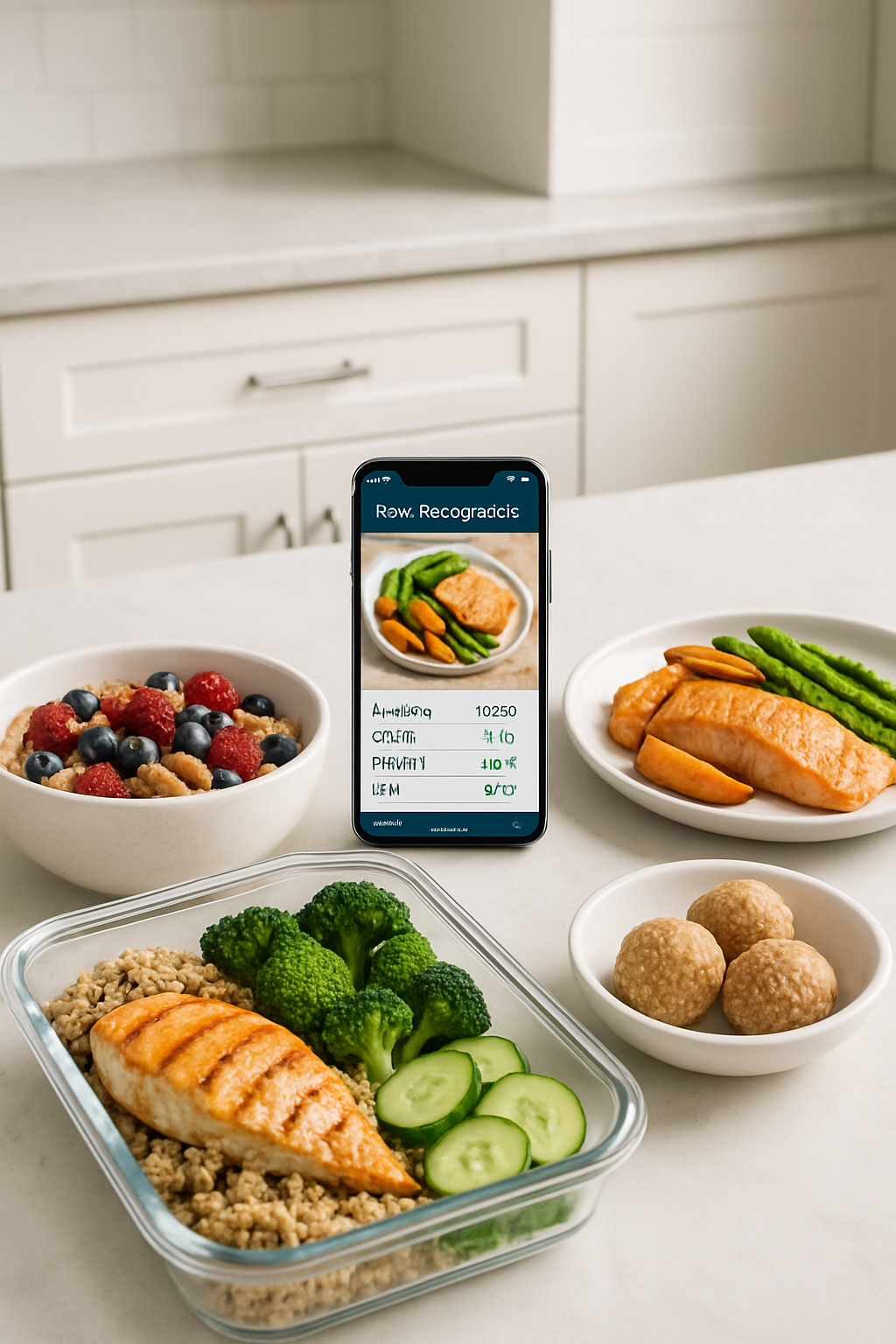 Gamer using the SnapEat AI food tracker app on a smartphone to log a healthy meal, with Naruto and Mobile Legends imagery in the background.