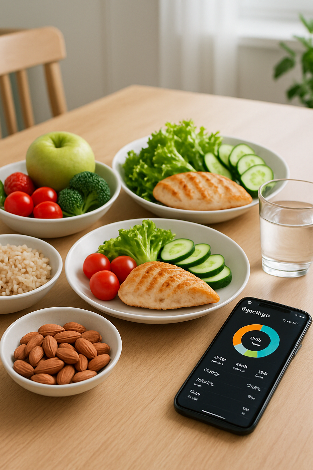 A smartphone displaying the SnapEat AI food tracker app analyzing a healthy meal, set against a Bridgerton-style, Regency-era background.