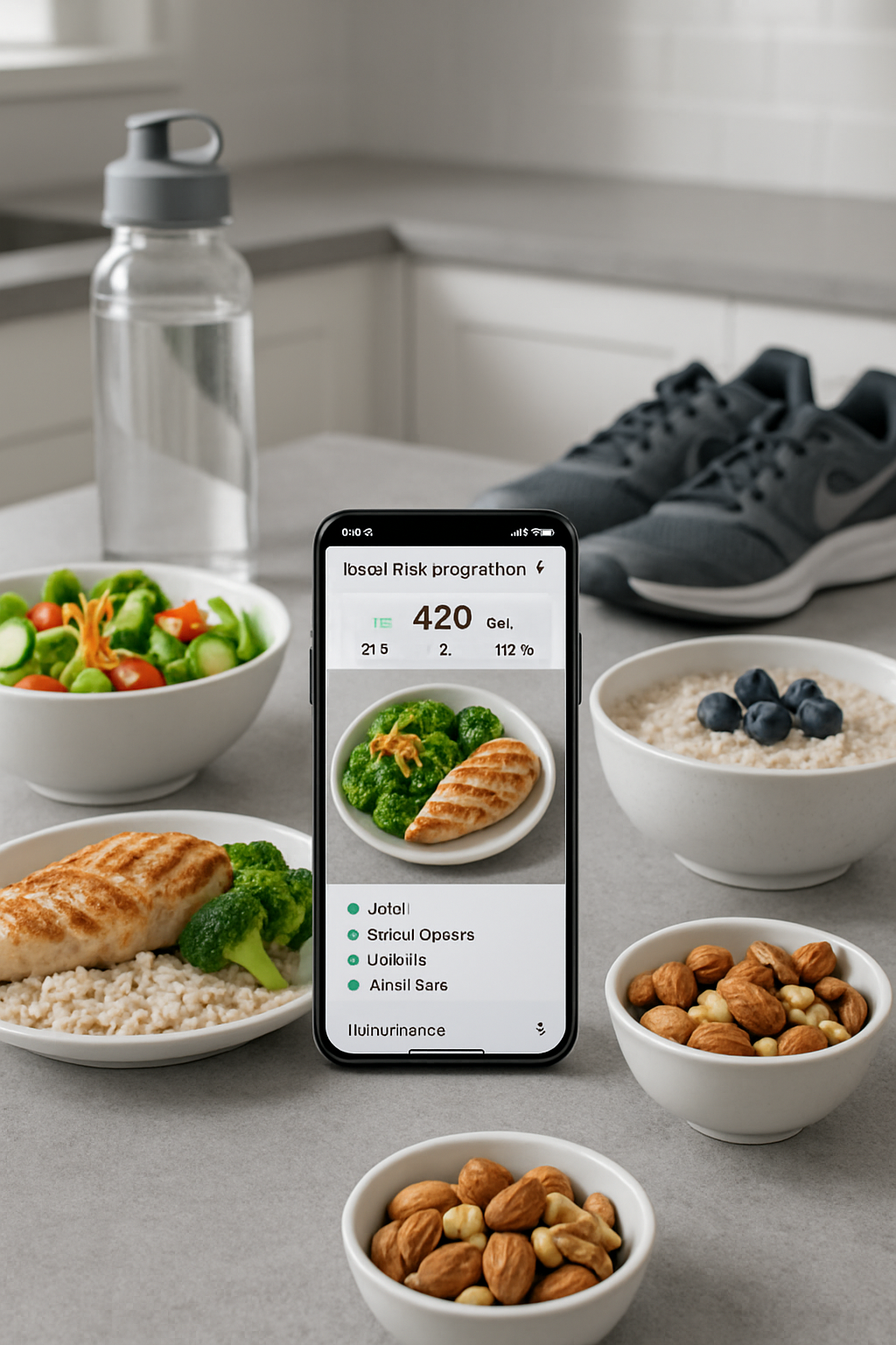 A smartphone screen showing the SnapEat AI app providing a detailed nutrition analysis of a healthy meal.