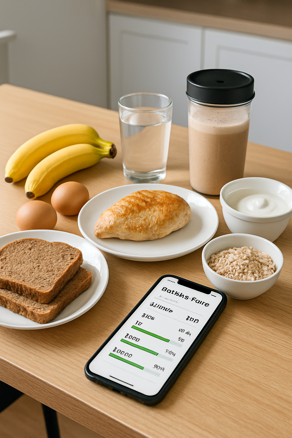 A smartphone using an AI food tracker app to scan a healthy meal of salmon and vegetables, illustrating nutrition tracking for peak performance.