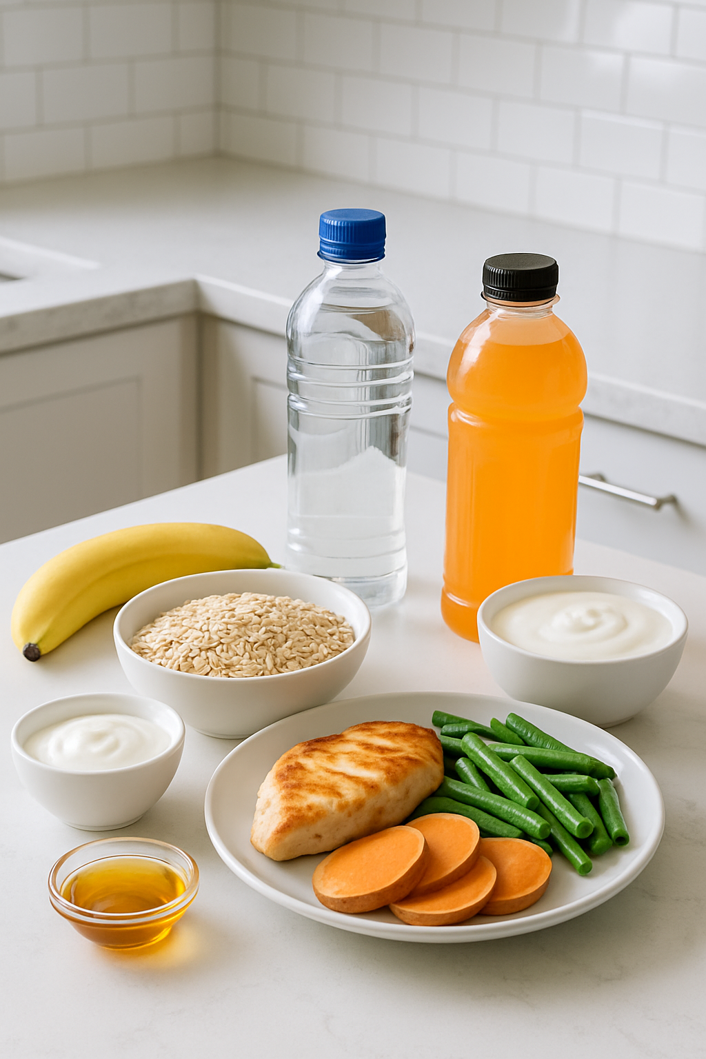 Athlete using the SnapEat AI nutrition coach app on a smartphone to analyze a healthy meal.