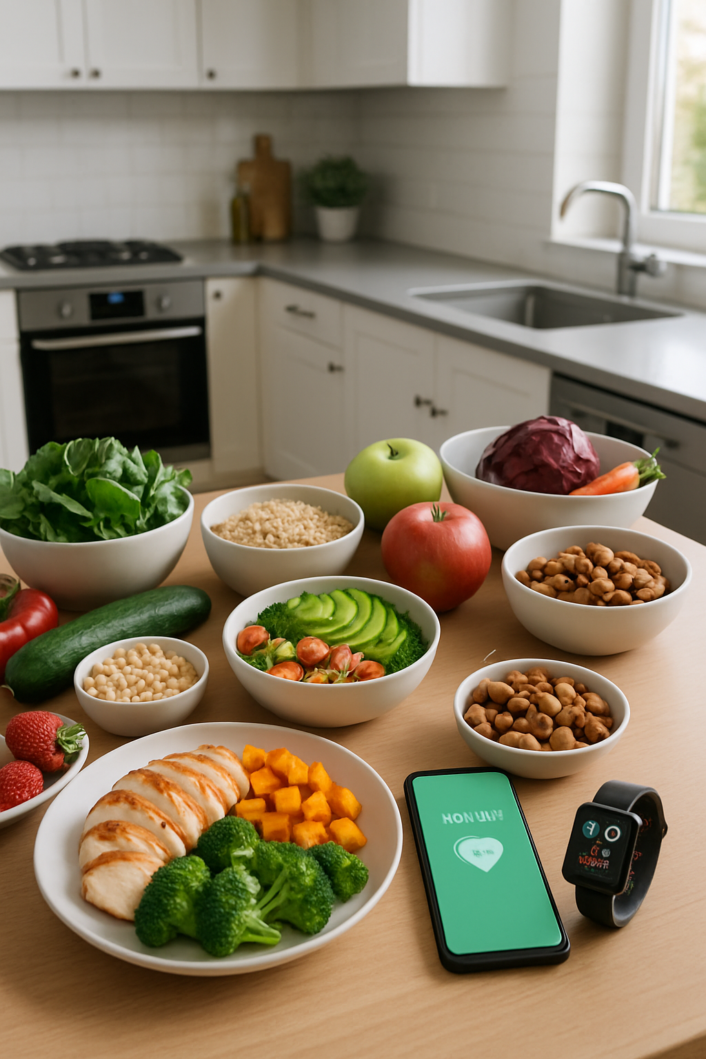 A smartphone displaying the SnapEat AI app interface, which is analyzing a photo of a healthy meal of salmon, broccoli, and quinoa.