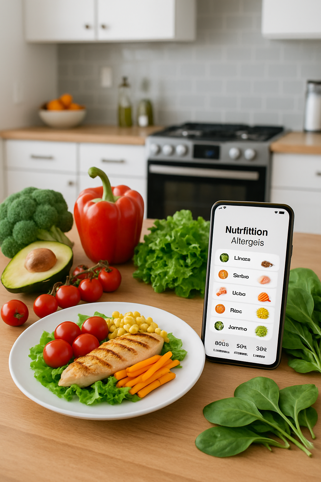 A phone displaying the SnapEat AI app interface analyzing a healthy meal, demonstrating the concept of an AI nutritionist for a smarter health journey.