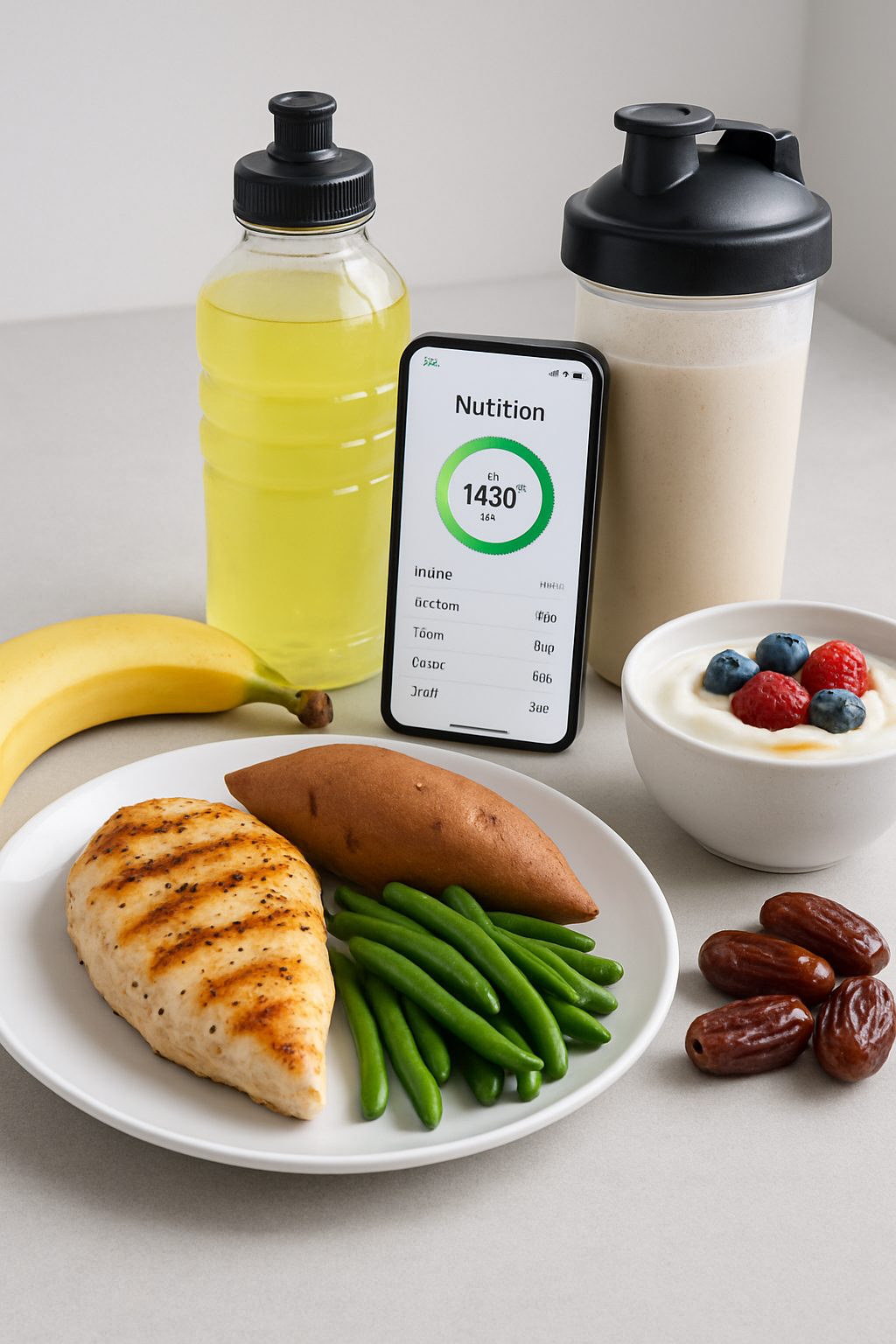 Athlete using SnapEat AI app to log their meal before competition.