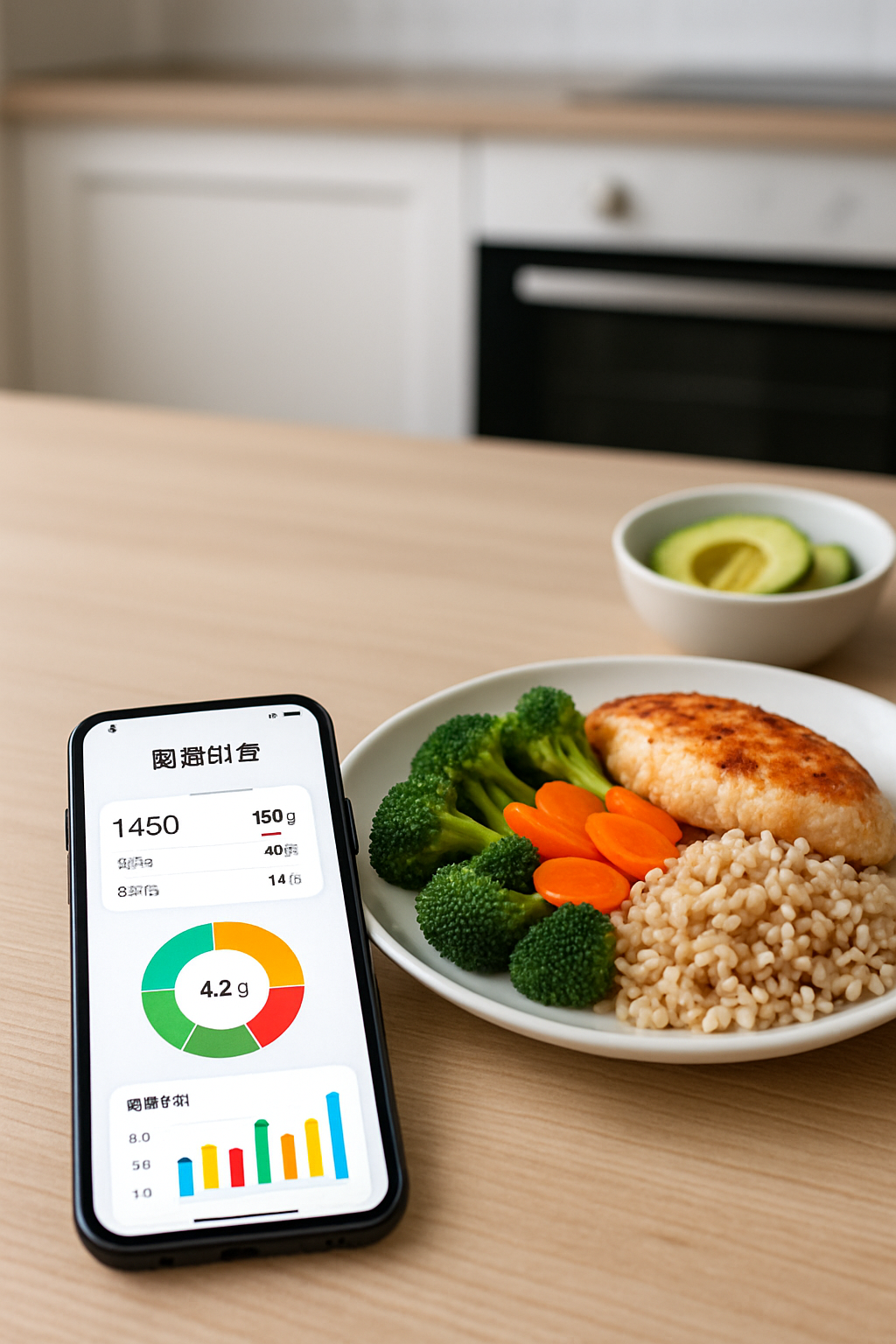 A smartphone showing the SnapEat AI nutrition app interface analyzing a healthy meal of salmon and vegetables.