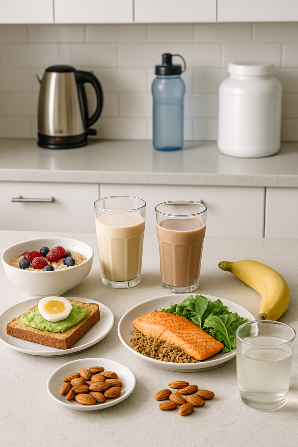 A plate with grilled chicken, sweet potatoes, and broccoli, representing a perfect pre-workout meal for performance nutrition.